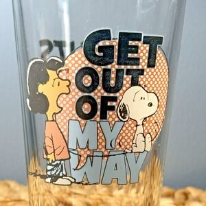 Peanuts Lucy Snoopy Get Out of My Way 2001 Highball Glass 16 oz 2011 USA Pint 6"
